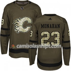 Camisola Calgary Flames Sean Monahan 23 Adidas 2017-2018 Camo Verde Authentic - Homem